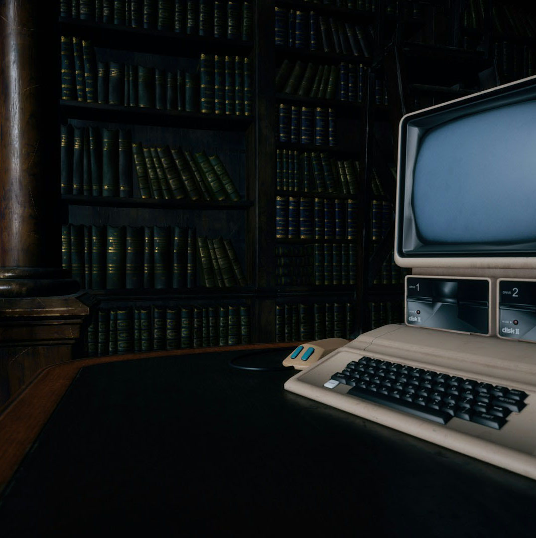 Vintage computer in a library