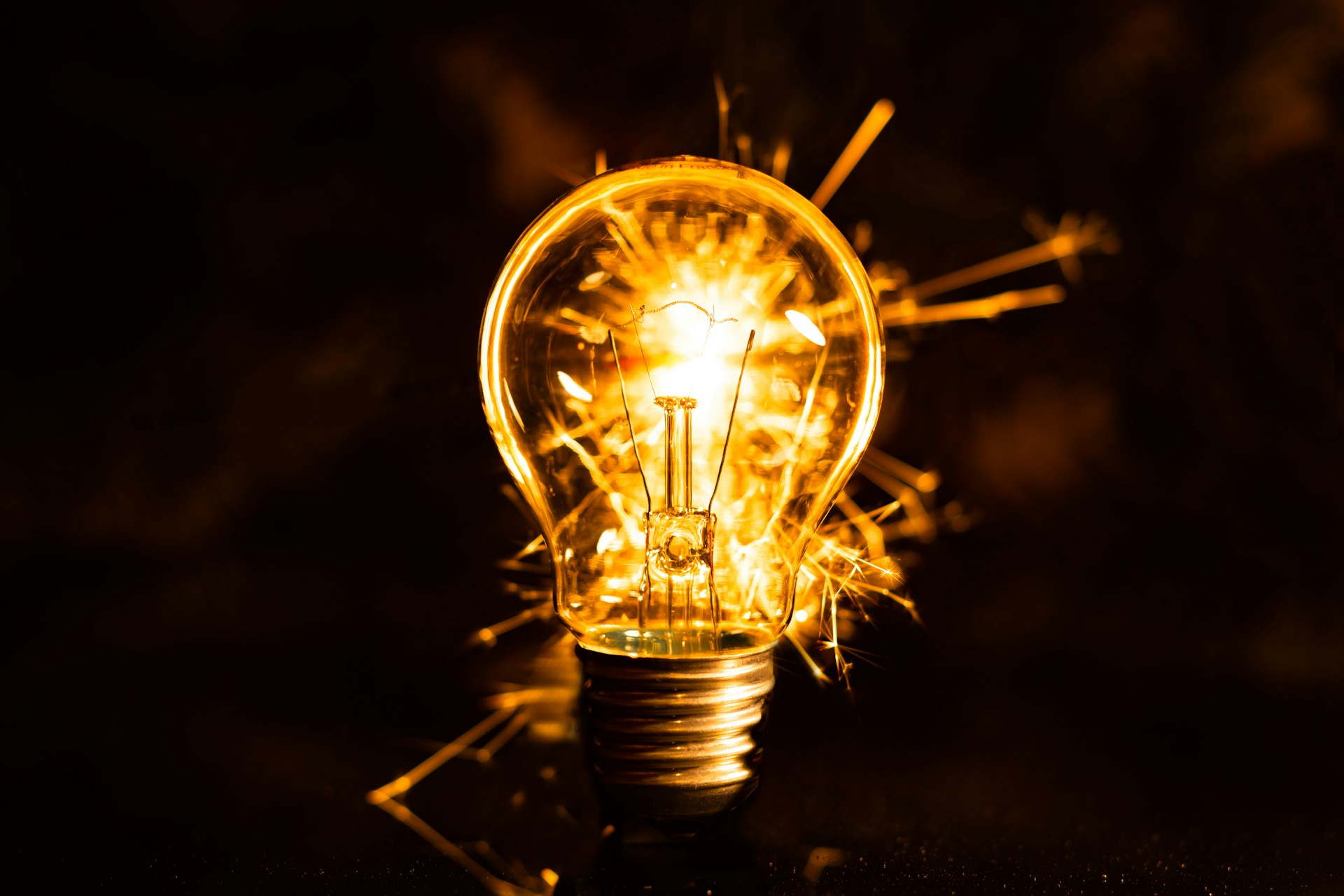 A lightbulb glowing.